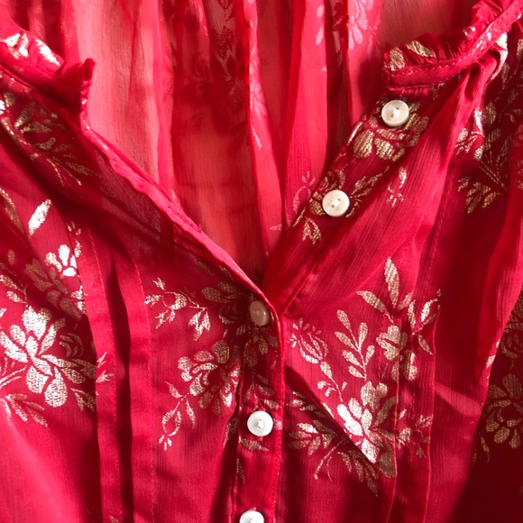 Abercrombie & Fitch red and gold floral blouse - Picture 2 of 5